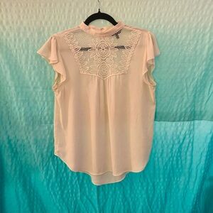 Express - blouse - size Medium - crocheted neck line - sheer - cream colored